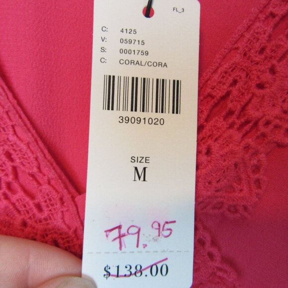 New Anthropologie Elevenses Pink Romper Medium Lace V-Neck Long Sleeves - Picture 4 of 7